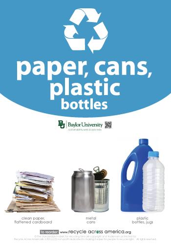 paper, cans, plastic bottles